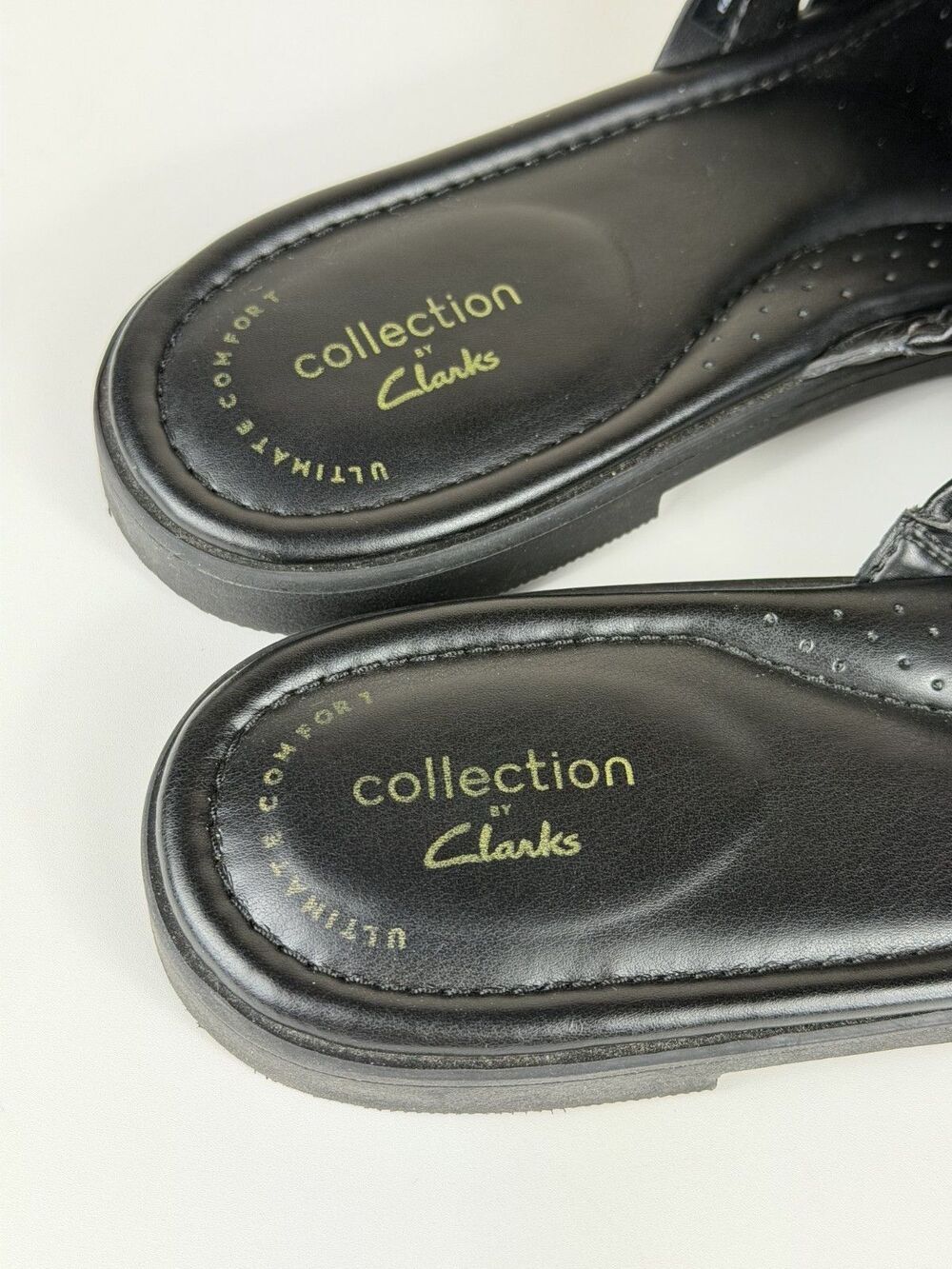 Clarks Collection Women's Slide Sandals Size 9 Black Woven Comfort Sandals - Picture 7 of 10